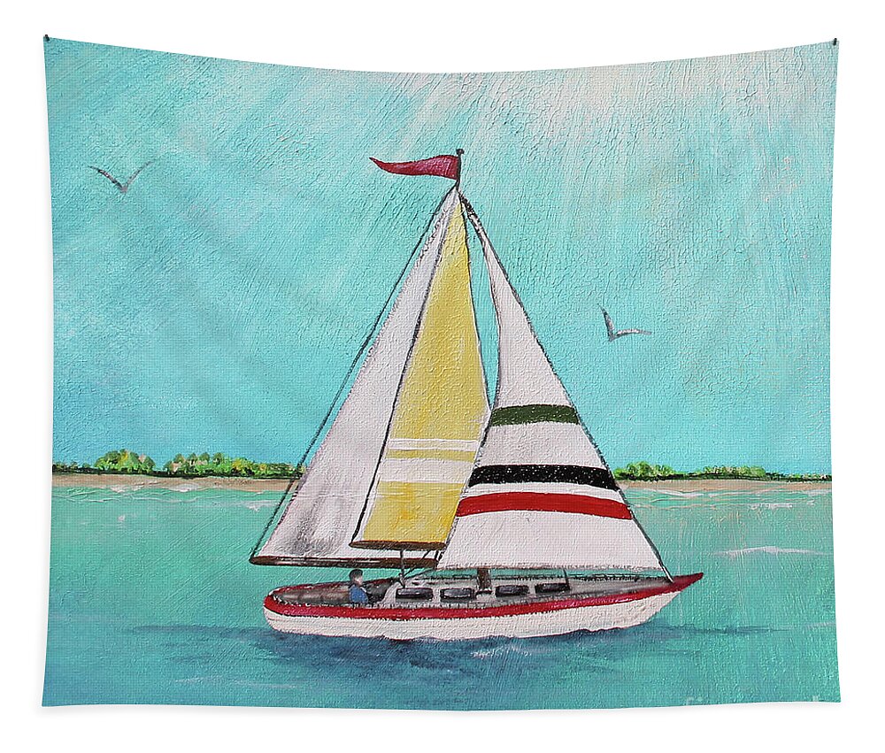 Summer Tapestry featuring the painting Summer Breeze-D by Jean Plout