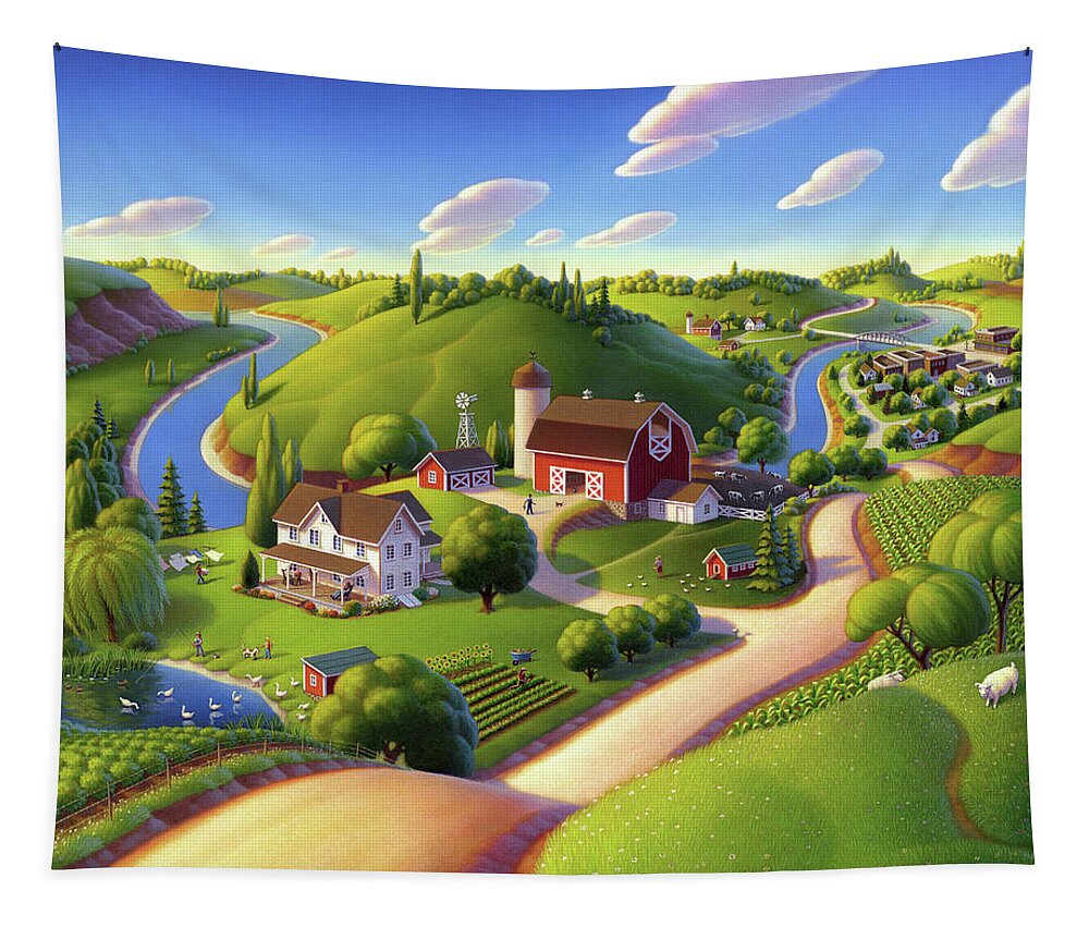 Farm Scene Tapestry featuring the painting Summer Days by Robin Moline