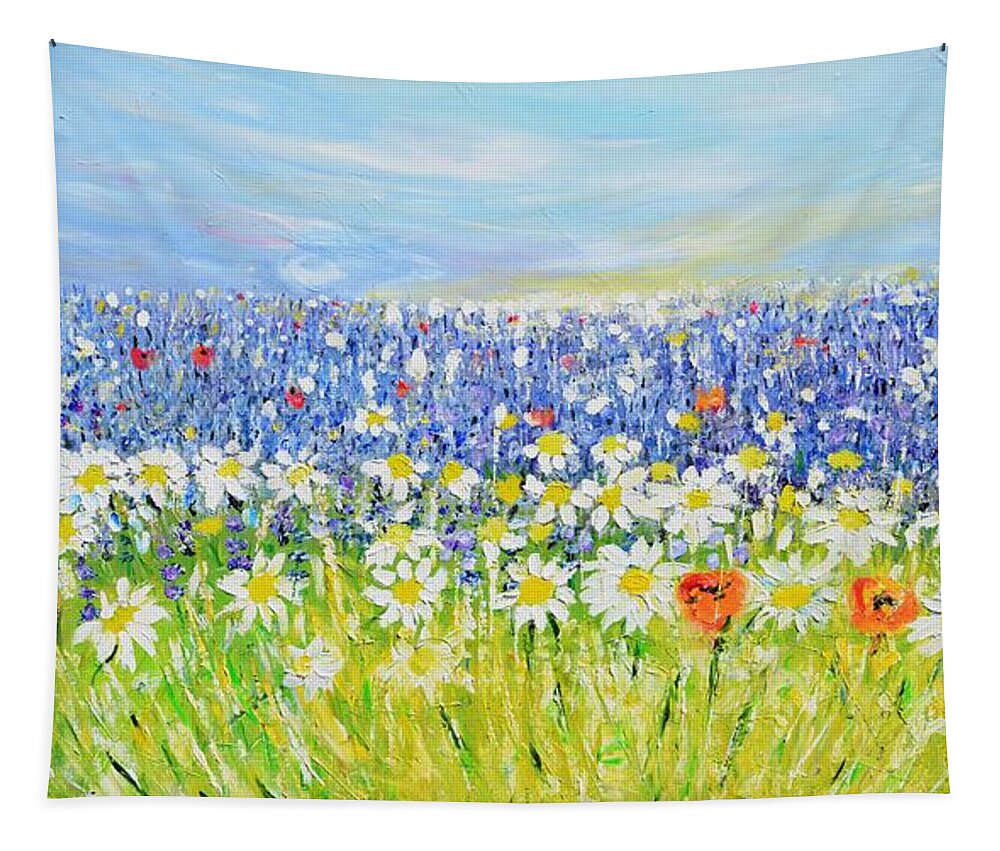Glade Tapestry featuring the painting Summer Field by Evelina Popilian