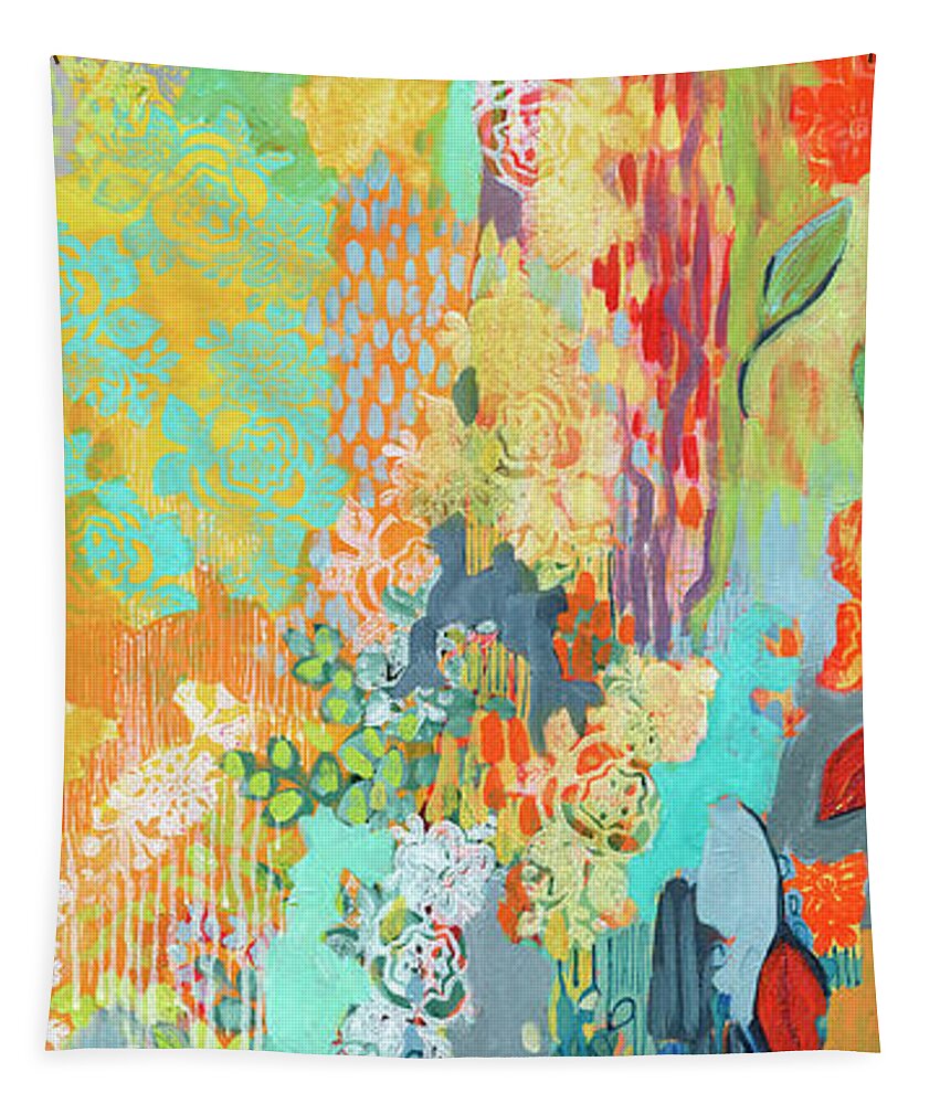 Abstract Tapestry featuring the painting Summer Rain Part 3 by Jennifer Lommers