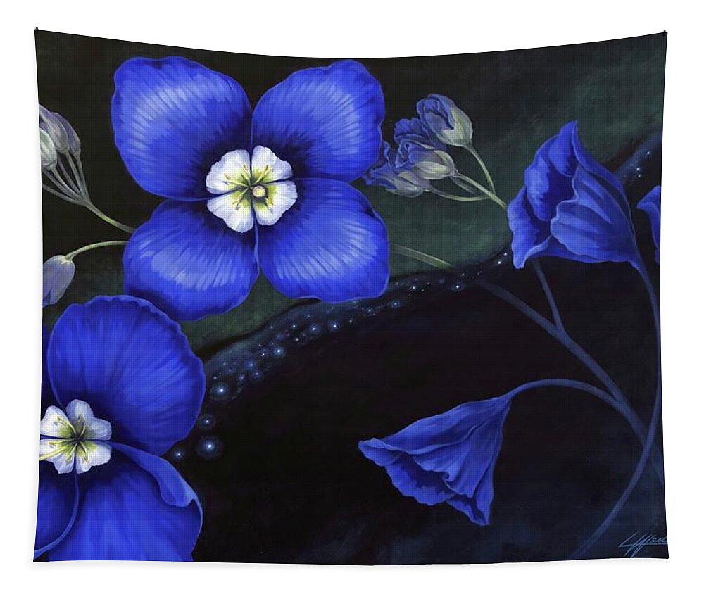 Celestial Flowers Tapestry featuring the painting Summer's Night Dream by Lucy West