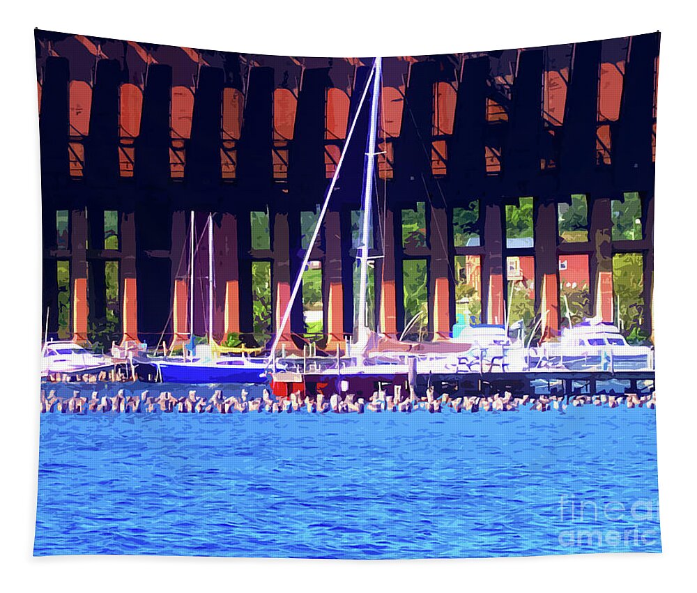 Boats Tapestry featuring the photograph Summertime Boats In Dock by Phil Perkins