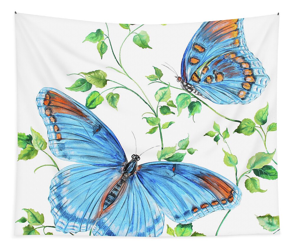 Butterfly Tapestry featuring the painting Summertime Butterflies C by Jean Plout