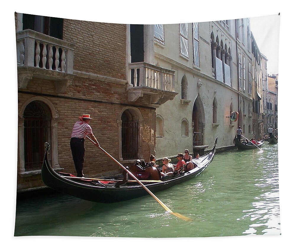 Venice Tapestry featuring the photograph Sun in a gondola I by Elena Perelman