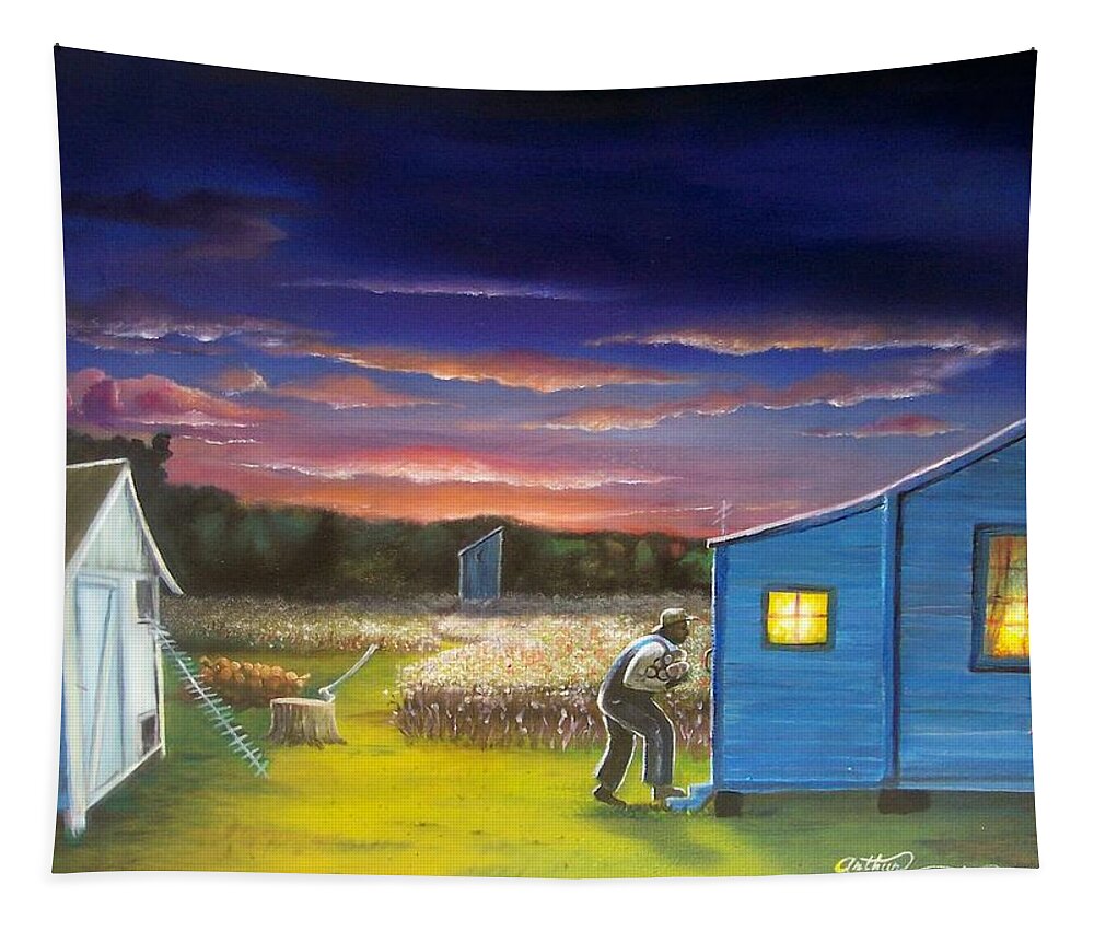 Southern Tapestry featuring the painting Sundown by Arthur Covington