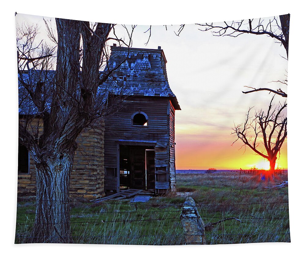 Church Tapestry featuring the photograph Sundown Church by Christopher McKenzie