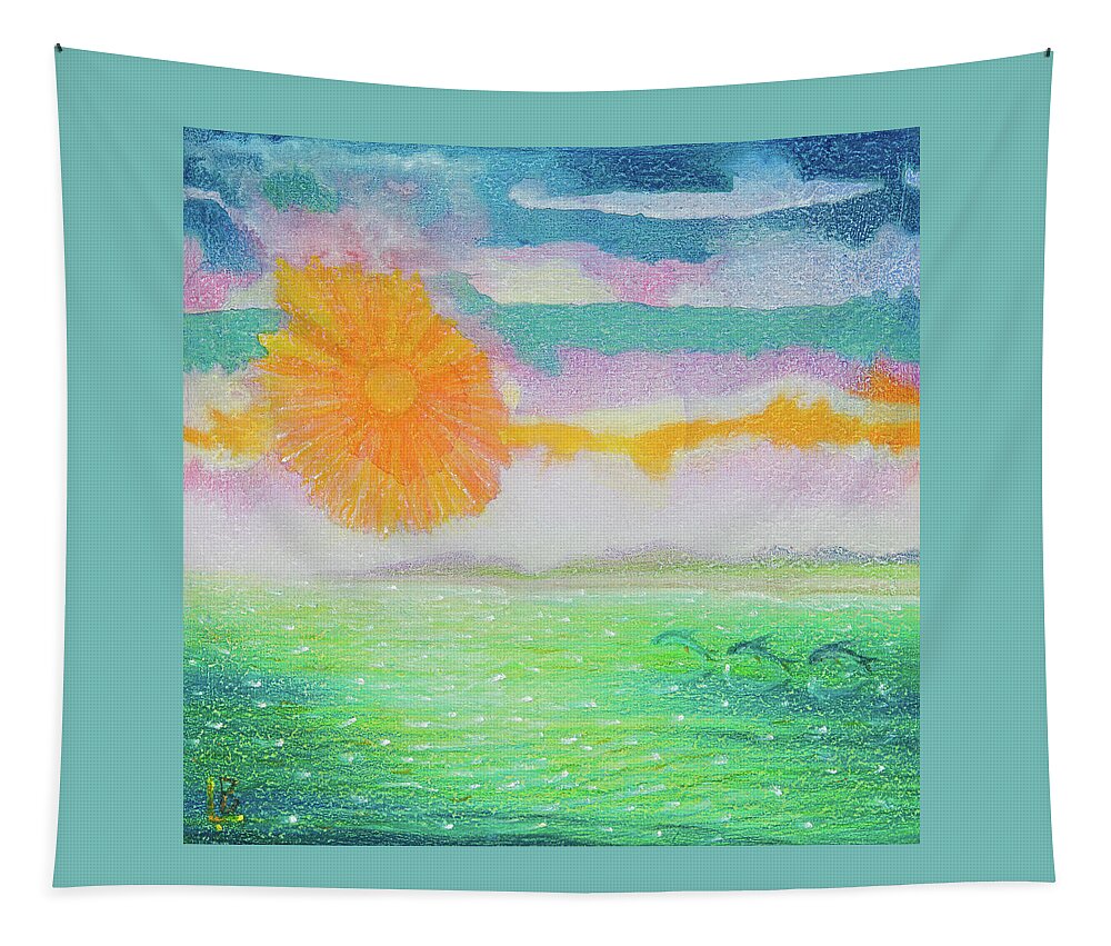 Sun Tapestry featuring the painting Sunflare by Lynn Bywaters