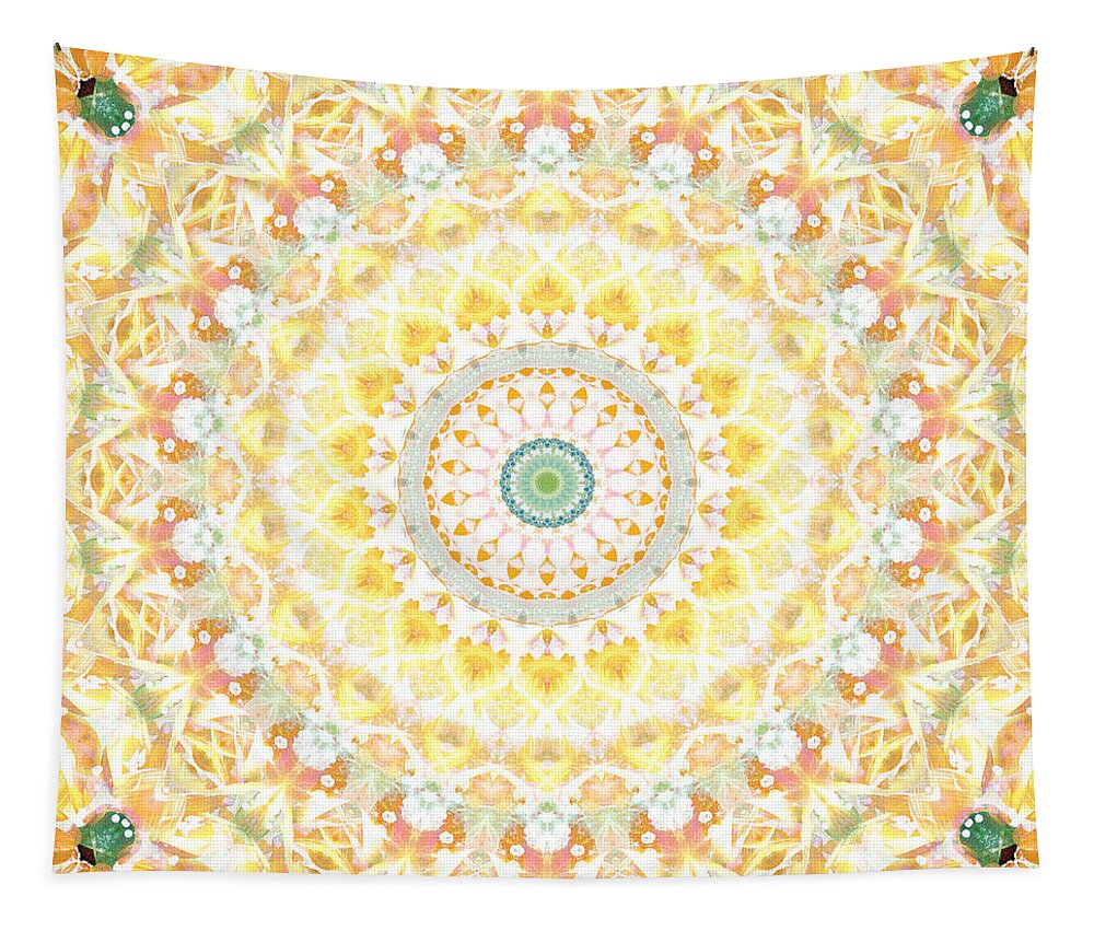 Sunflower Tapestry featuring the painting Sunflower Mandala- Abstract Art by Linda Woods by Linda Woods