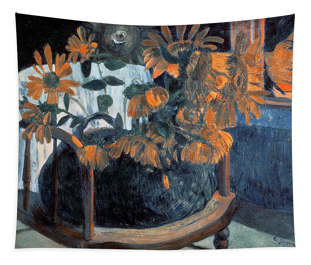 Sunflowers Tapestry featuring the painting Sunflowers, 1901 by Paul Gauguin by Paul Gauguin