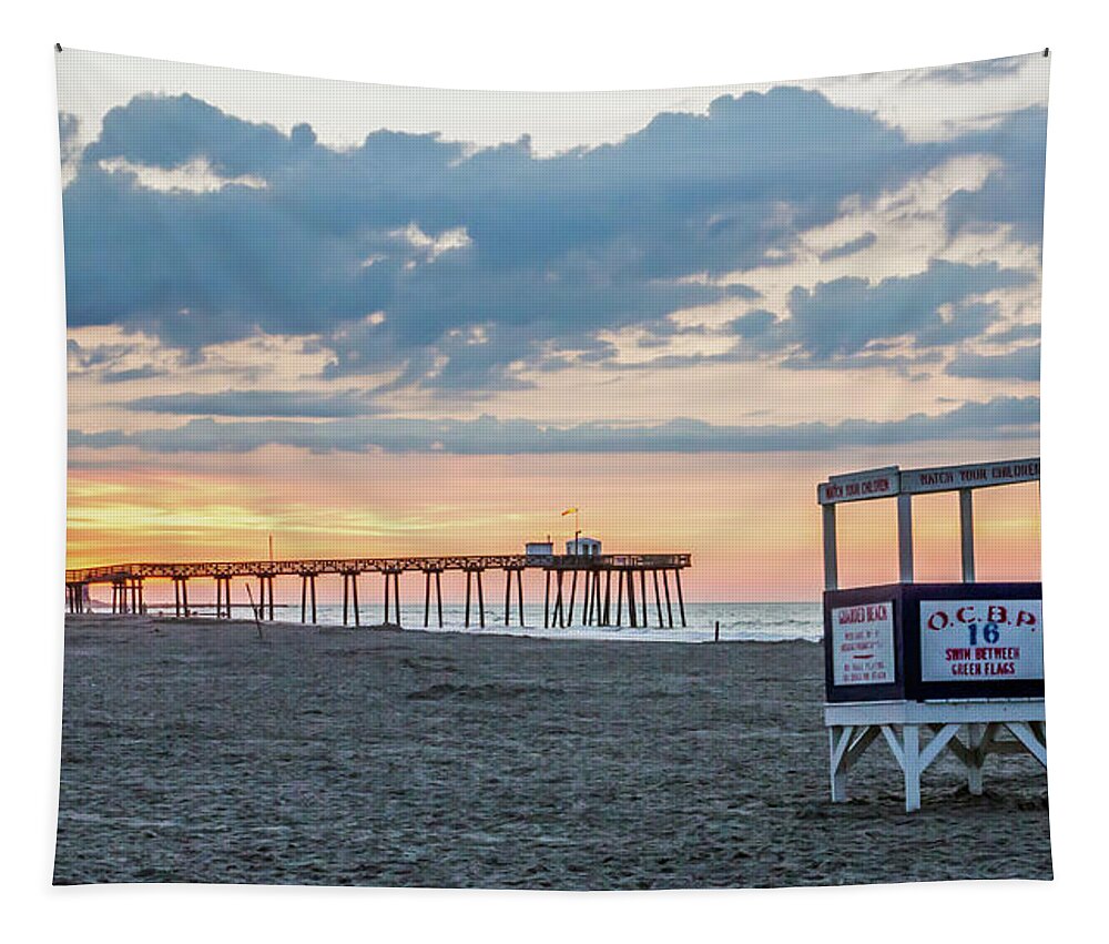 Ocean City New Jersey Tapestry featuring the photograph Sunrise at 16th street Ocean City New Jersey by Photographic Arts And Design Studio