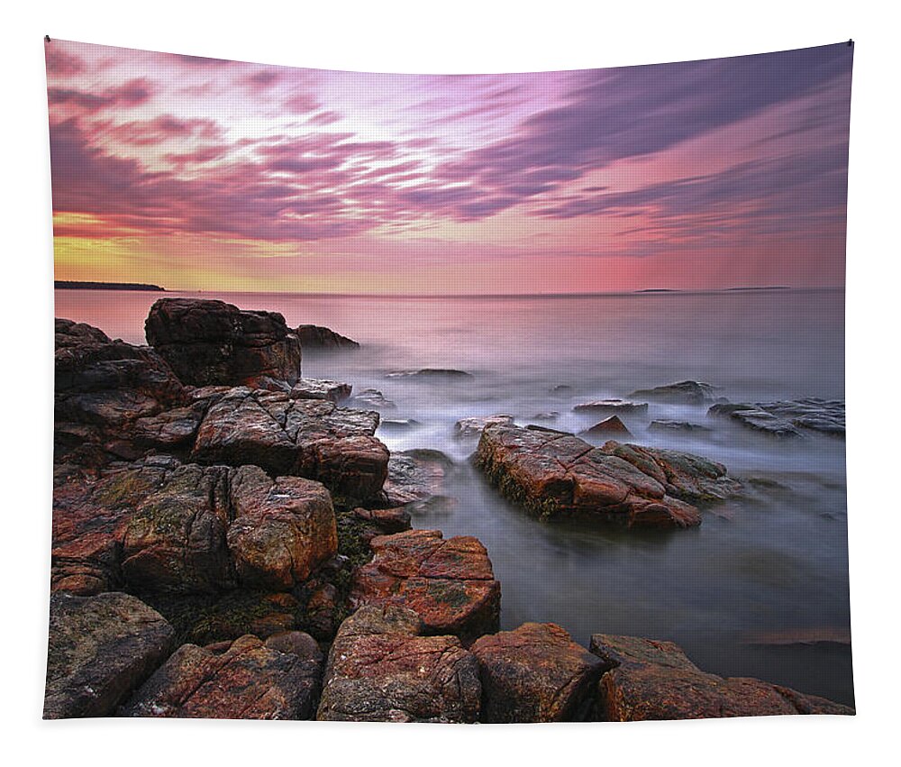Coastal Maine Tapestry featuring the photograph Sunrise at Seawall Maine Acadia National Park by Juergen Roth