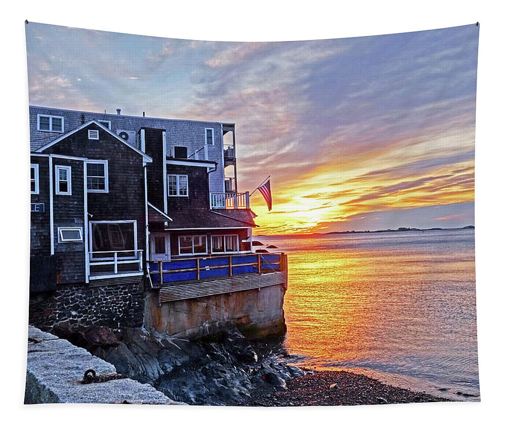 Marblehead Tapestry featuring the photograph Sunrise by the Barnacle Marblehead MA by Toby McGuire