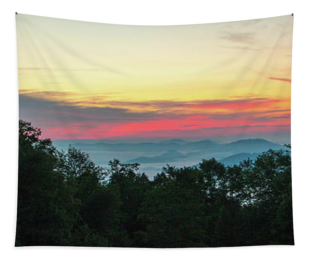 Sunrise Tapestry featuring the photograph Sunrise from Maggie Valley August 16 2015 by D K Wall