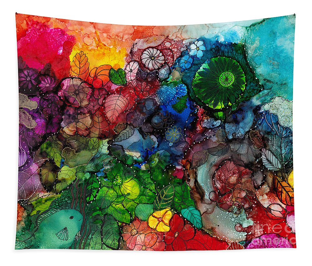 Garden Tapestry featuring the painting Sunrise Garden Explosion by Conni Schaftenaar