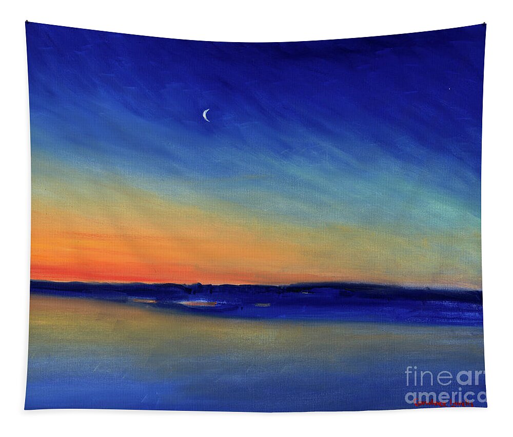 Sunrise Nantucket Harbor Tapestry featuring the painting Sunrise Nantucket Harbor by Candace Lovely