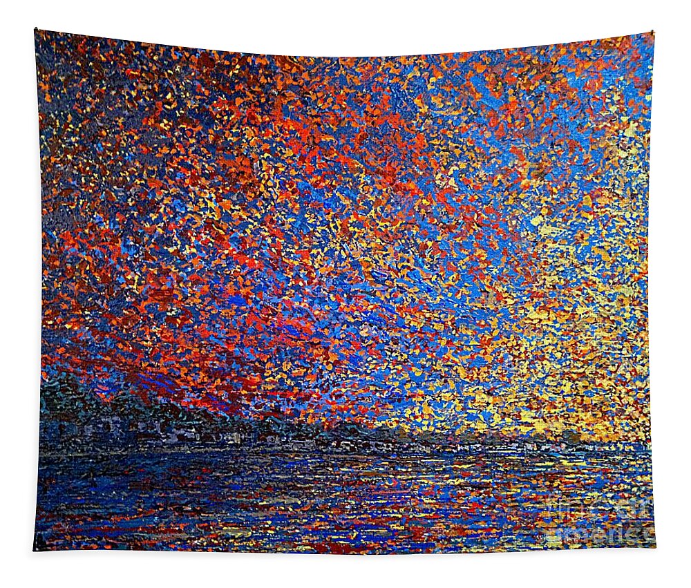 Sea Tapestry featuring the painting Sunrise Over St Andrews NB by Michael Graham