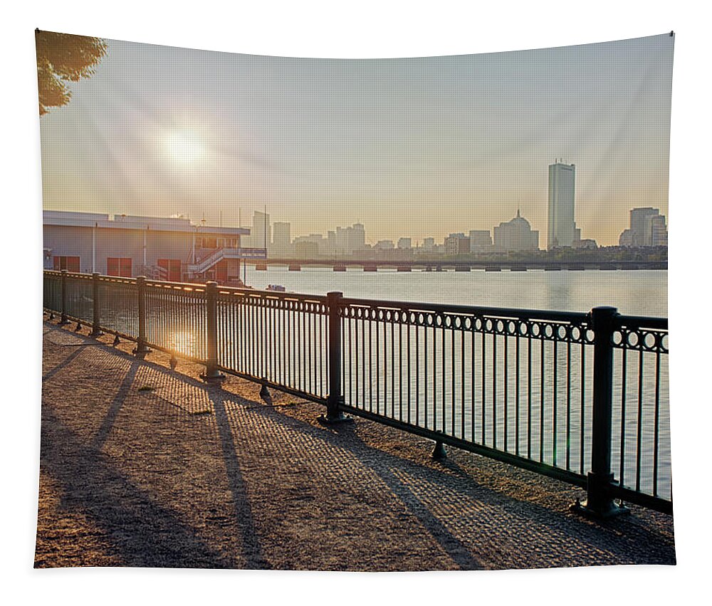 Charles Tapestry featuring the photograph Sunrise over the Charles River Shadow by Toby McGuire