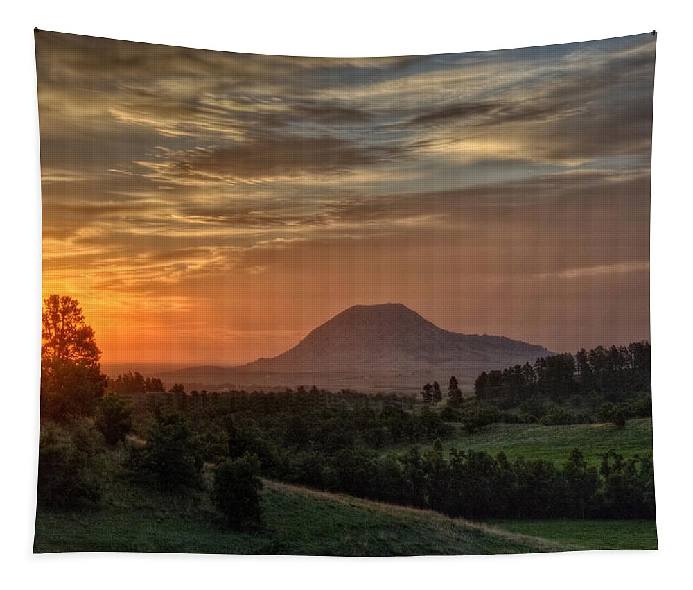 Bear_butte Tapestry featuring the photograph Sunrise Serenity by Fiskr Larsen