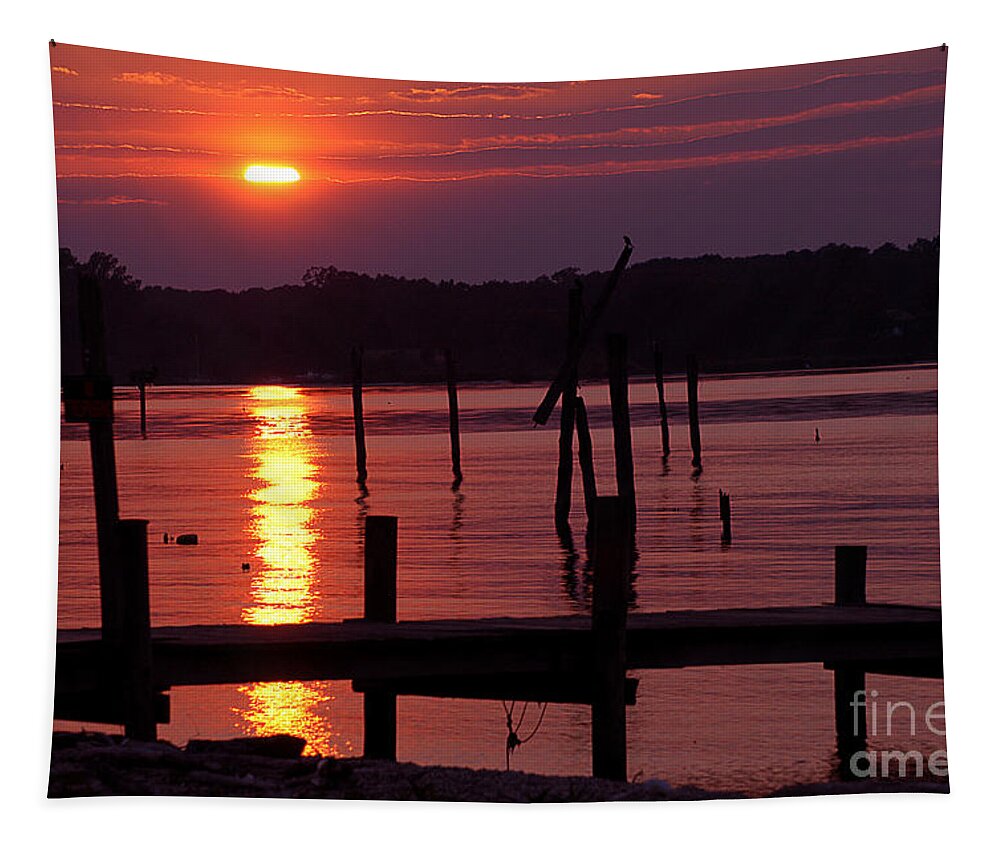 Clay Tapestry featuring the photograph Sunset at Colonial Beach by Clayton Bruster
