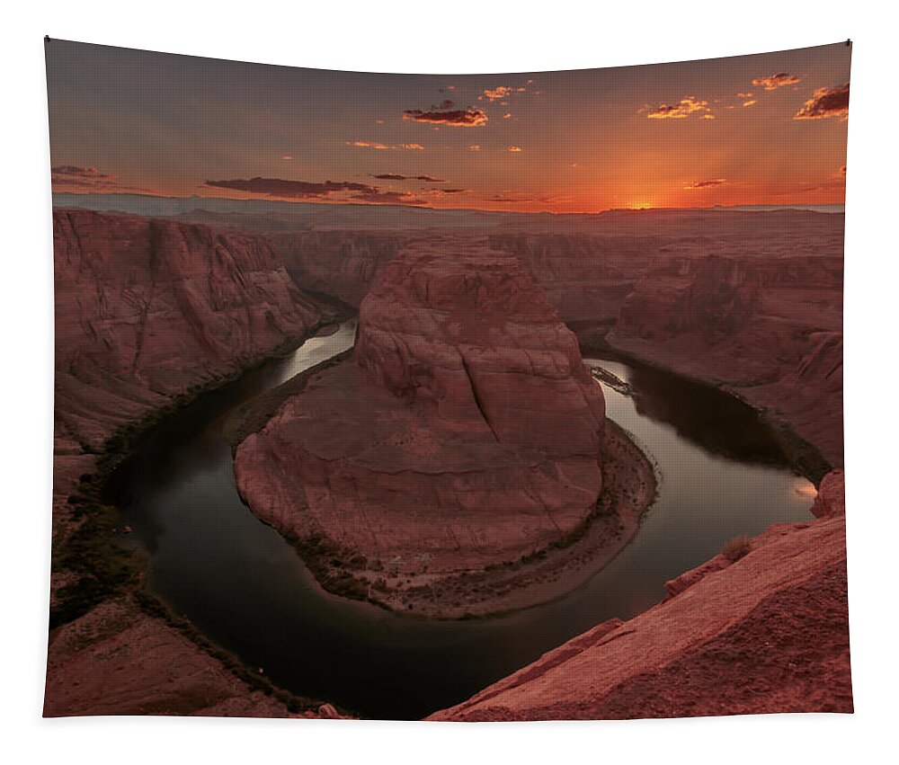 Sunset Tapestry featuring the photograph Sunset at Horseshoe Bend by Susan Rissi Tregoning
