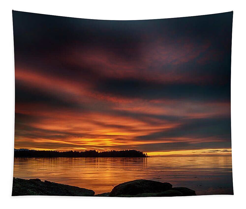 Water Tapestry featuring the photograph Sunset At Madrona 2 by Randy Hall