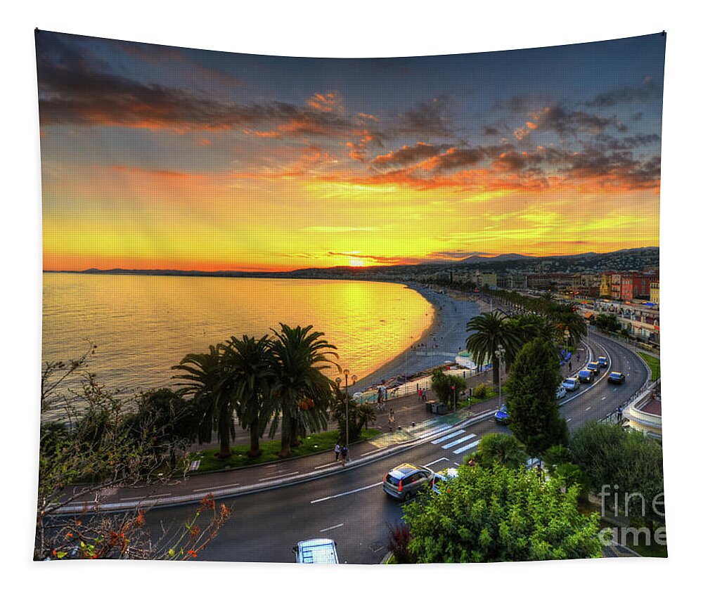 Yhun Suarez Tapestry featuring the photograph Sunset At Nice by Yhun Suarez