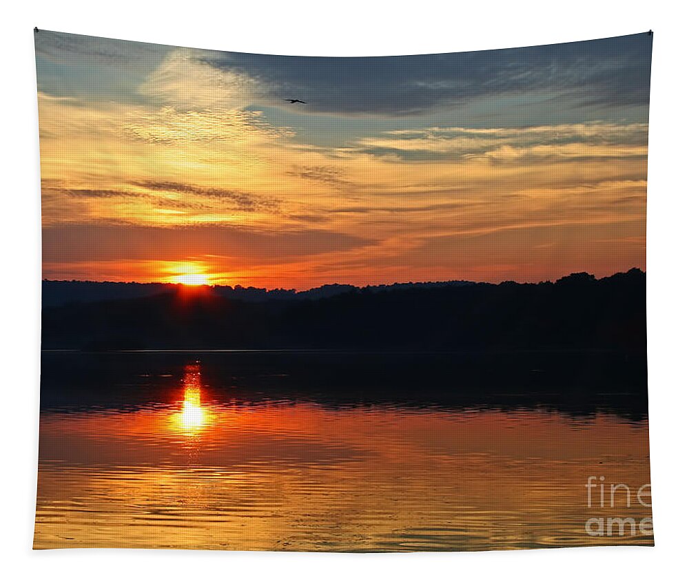 Landscape Tapestry featuring the photograph Sunset at Princess Point by Barbara McMahon