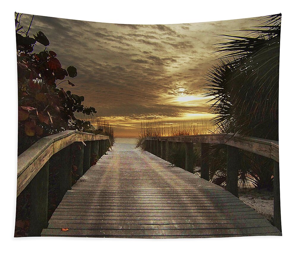 St. Pete Beach Tapestry featuring the photograph Sunset Bridge by Steve Ondrus