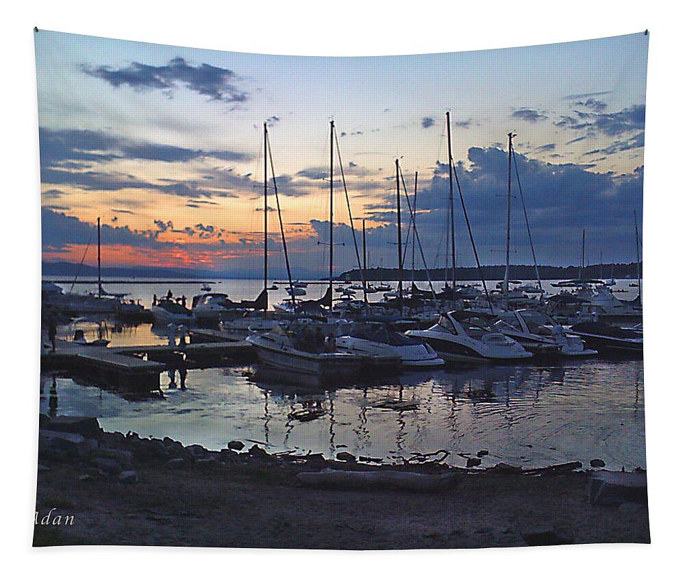 Small Boats Tapestry featuring the photograph Sunset Dock by Felipe Adan Lerma