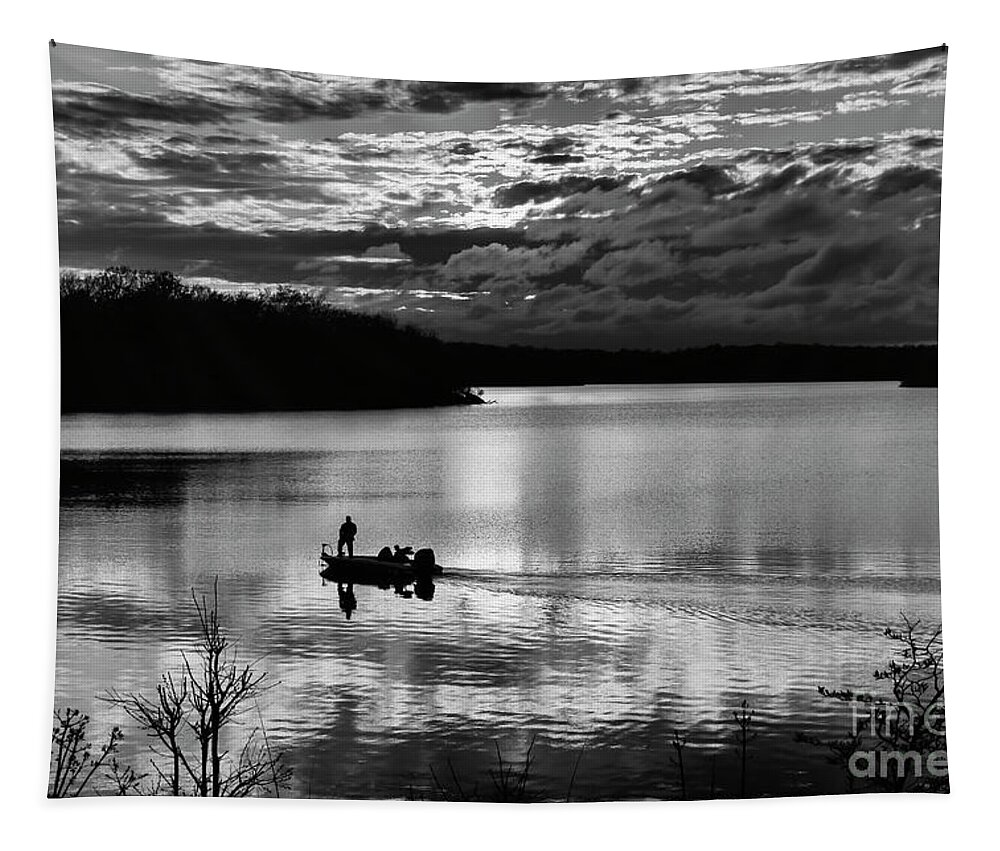 Fishing Tapestry featuring the photograph Sunset Fisherman 2 by Dennis Hedberg