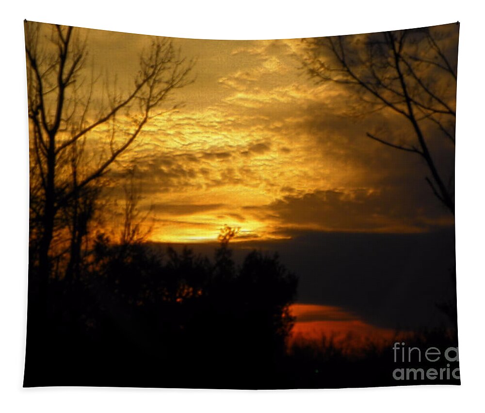 Photo Art Craig Walters Sunset Farm Tree Forest Trees Photograph Woods Sun Set Setting A An The Photographic Artist Artistic Tapestry featuring the digital art Sunset from Farm by Craig Walters
