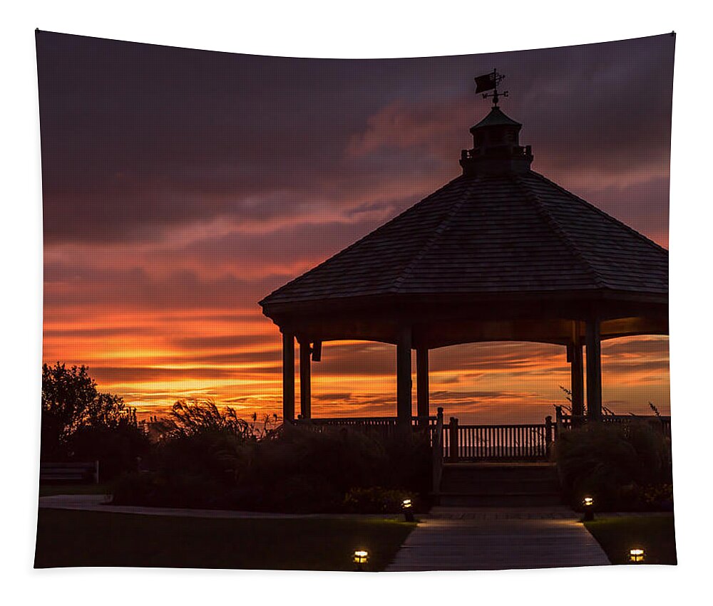 Terry D Photography Tapestry featuring the photograph Sunset Gazebo Lavallette New Jersey by Terry DeLuco