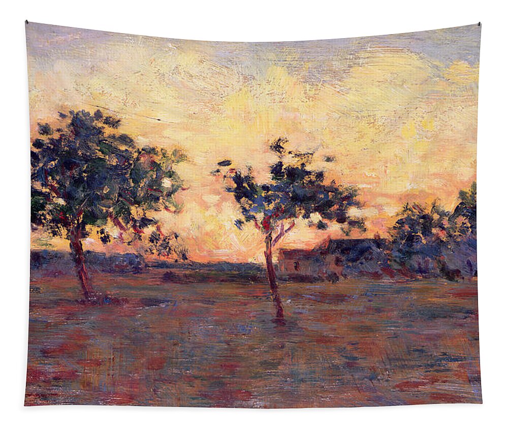 Seurat Tapestry featuring the painting Sunset by Georges Pierre Seurat
