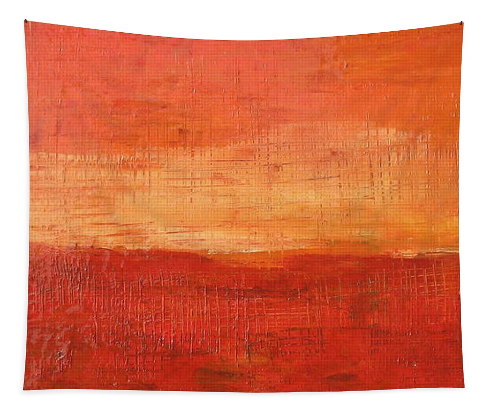 Abstract Tapestry featuring the painting Sunset by Habib Ayat