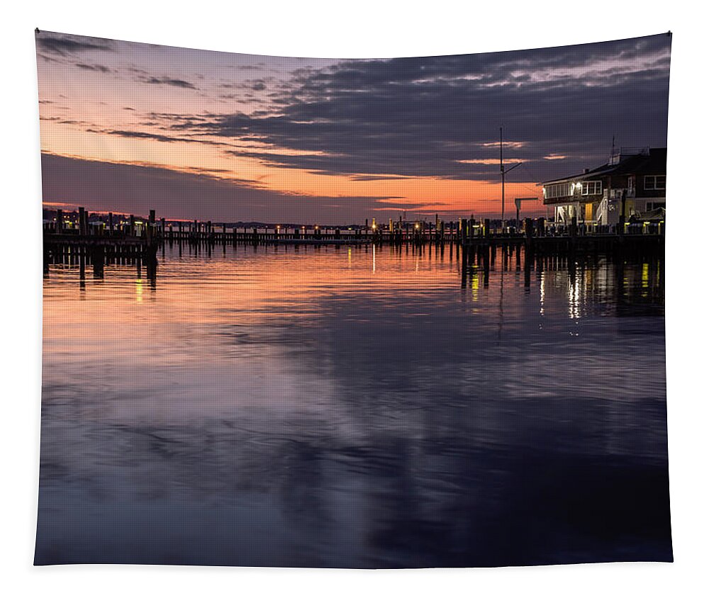 Terry D Photography Tapestry featuring the photograph Sunset On The River Island Heights NJ by Terry DeLuco