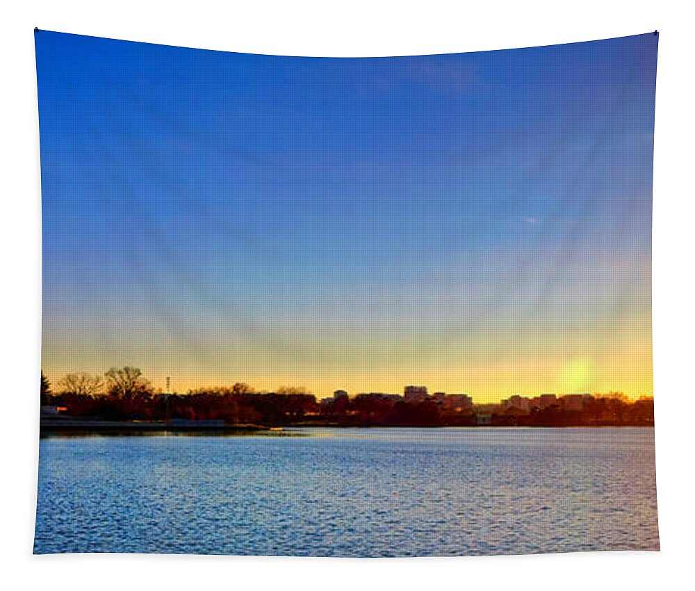 Jefferson Tapestry featuring the photograph Sunset over the Jefferson Memorial by Olivier Le Queinec