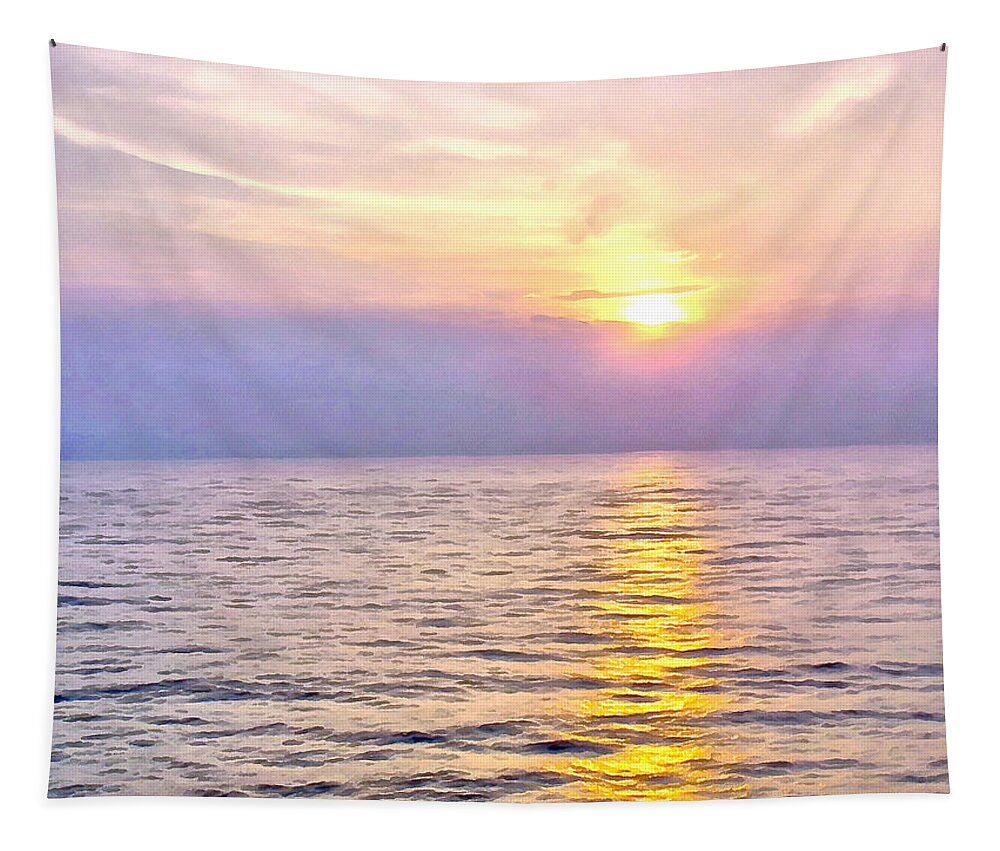 Sunset Tapestry featuring the photograph Sunset over the water by Ashish Agarwal