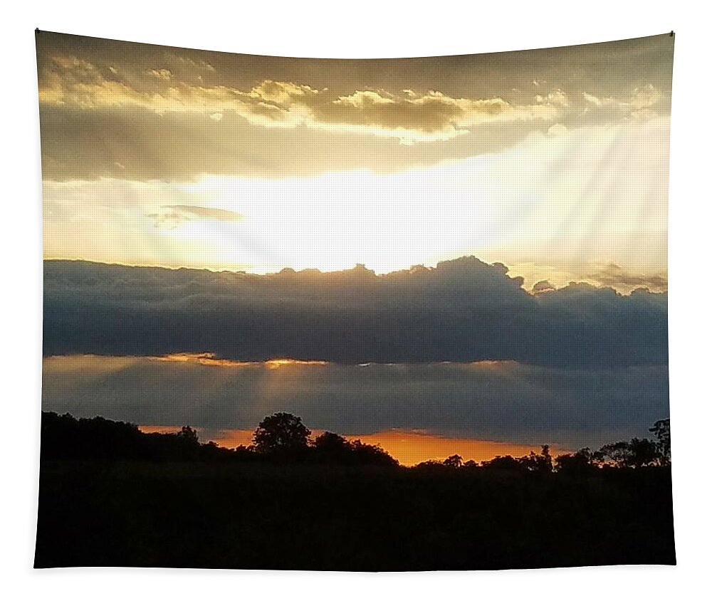 Sunset Tapestry featuring the photograph Sunset Through the Dark by Vic Ritchey