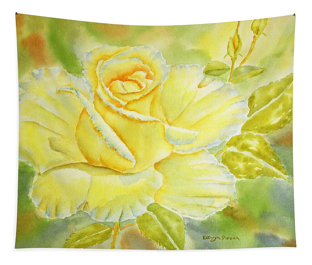 Rose Tapestry featuring the painting Sunshine Rose by Kathryn Duncan