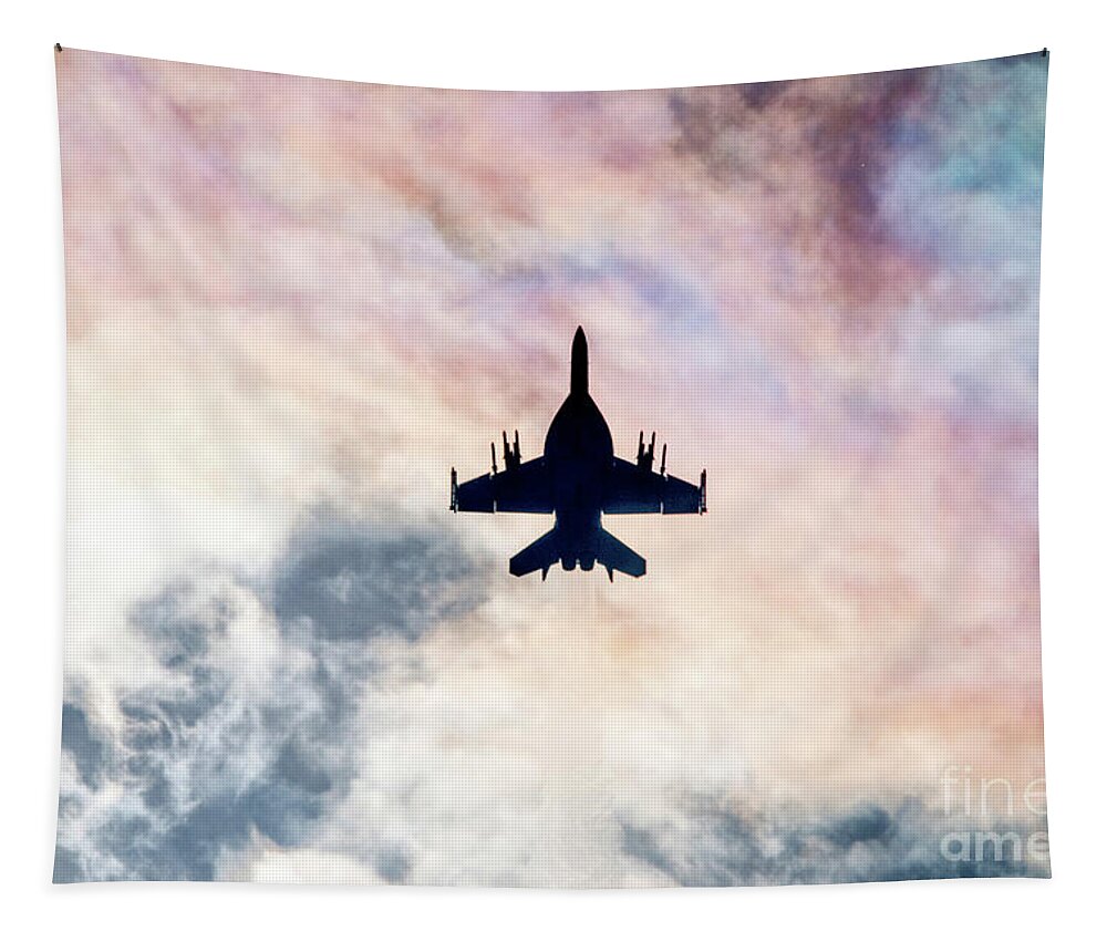 Boeing F18 Tapestry featuring the digital art Super Hornet Silhouette by Airpower Art