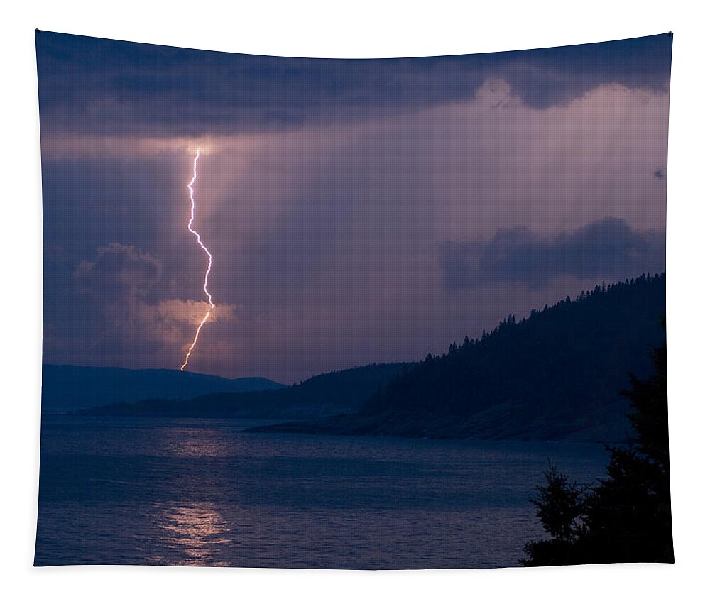 Lake Superior Tapestry featuring the photograph Superior Lightning   by Doug Gibbons