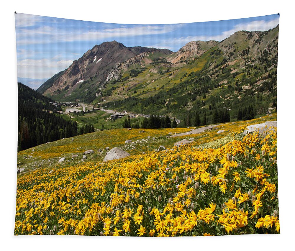 Landscape Tapestry featuring the photograph Superior Wasatch Wildflowers by Brett Pelletier