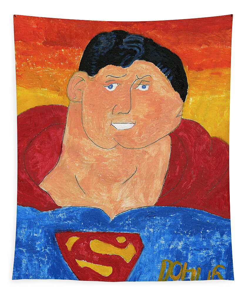 Superman Tapestry featuring the painting Superman by Don Larison
