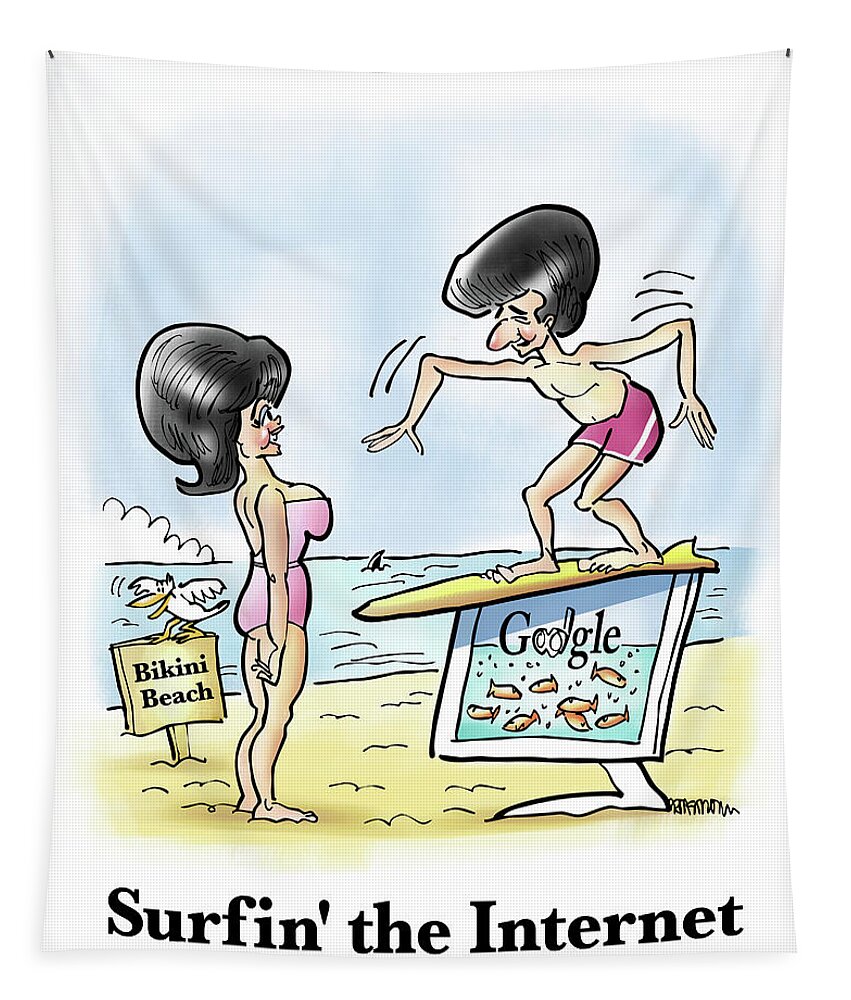 Sun Tapestry featuring the digital art Surfin' The Internet by Mark Armstrong