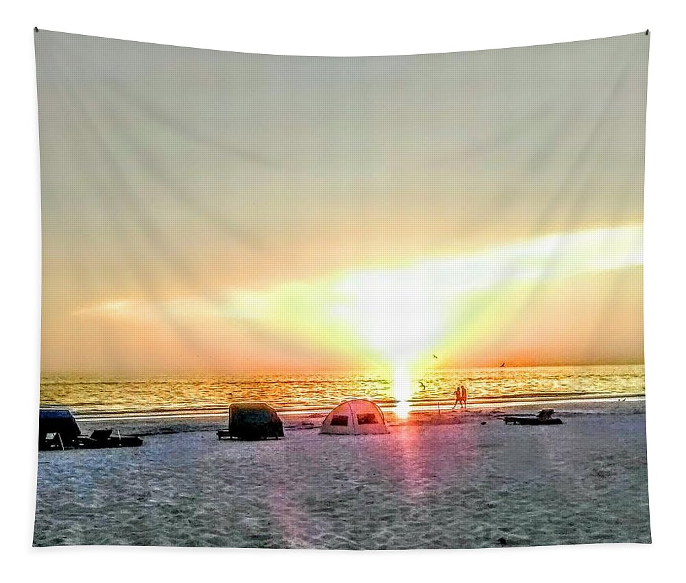 Sunset Tapestry featuring the photograph Sureal Sunset by Suzanne Berthier