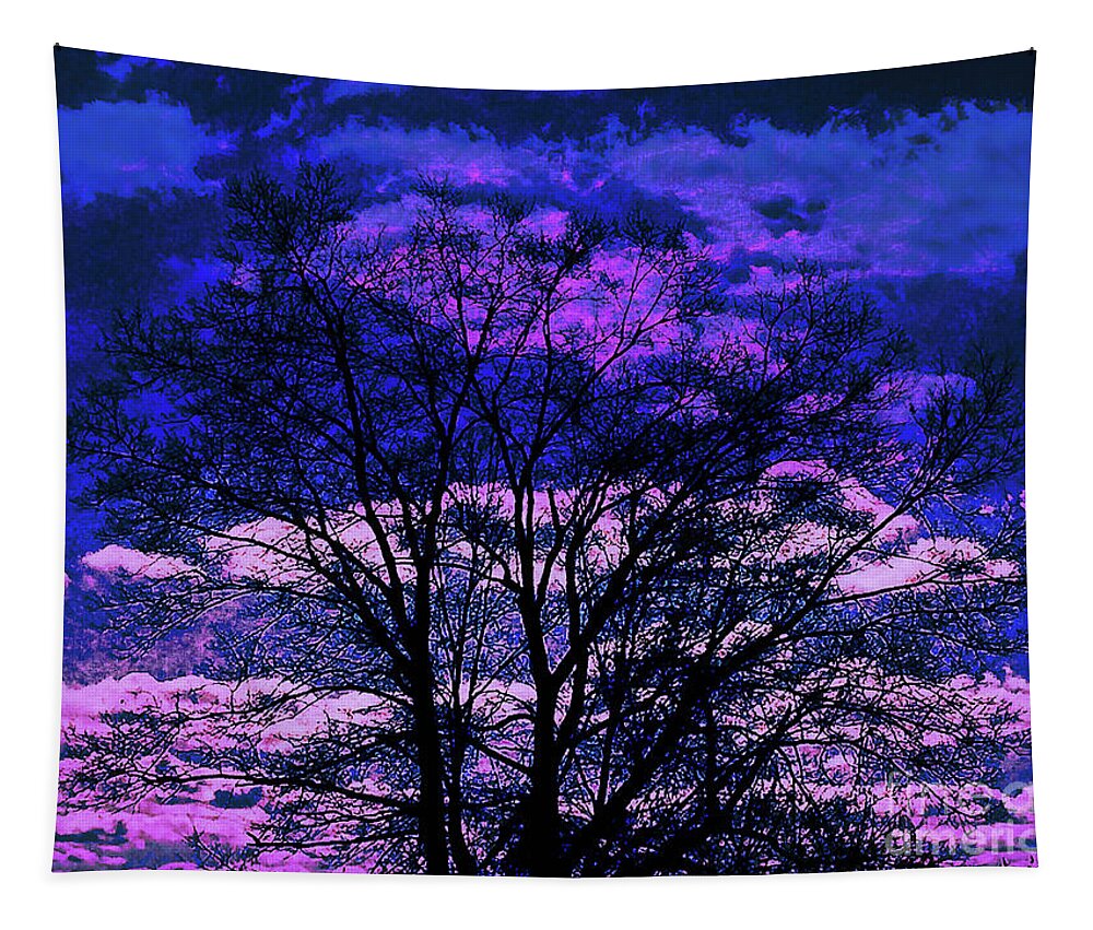 Landscape Tapestry featuring the digital art Surreal Tree Silhouette by Dee Flouton