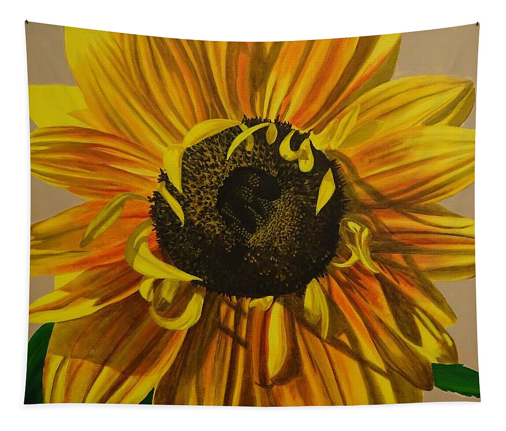 Sunflower Tapestry featuring the painting Susanna's Sunflower by Amelia Emery