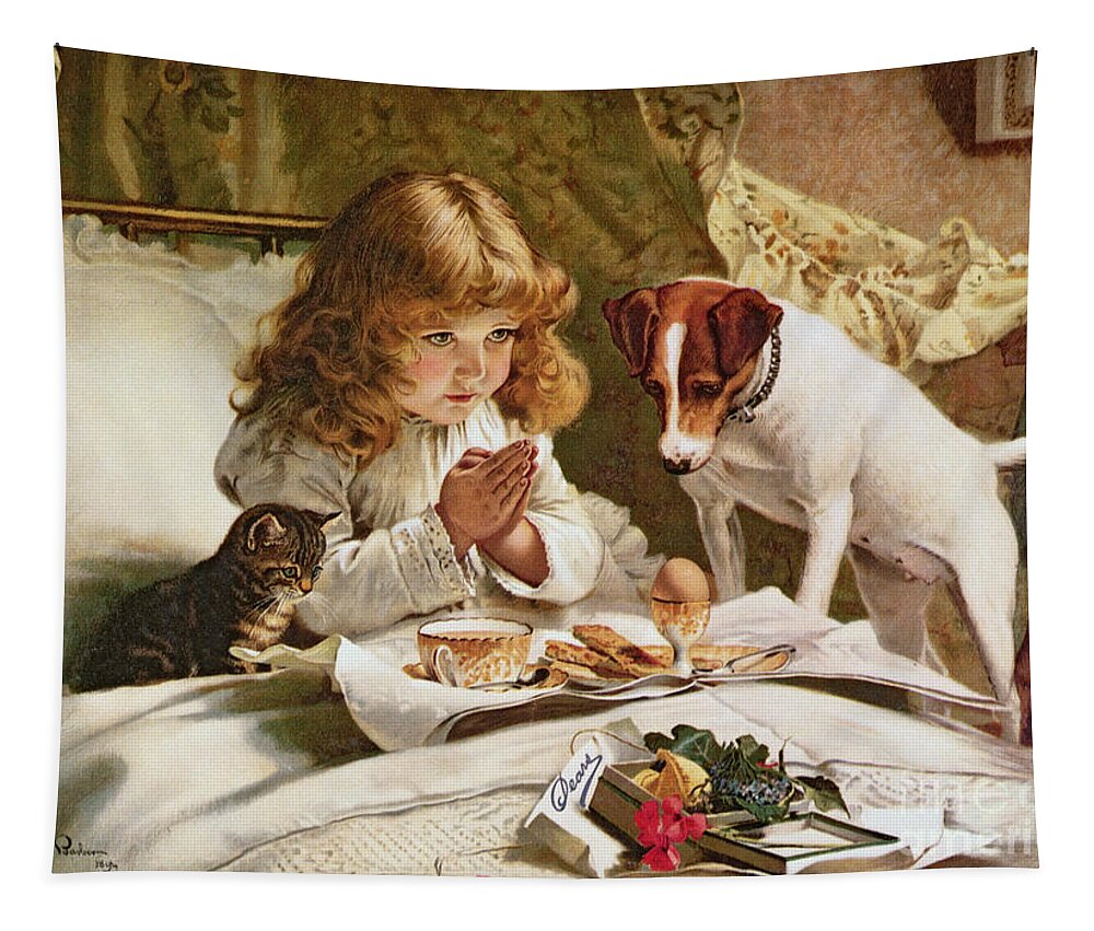 Suspense Tapestry featuring the painting Suspense by Charles Burton Barber