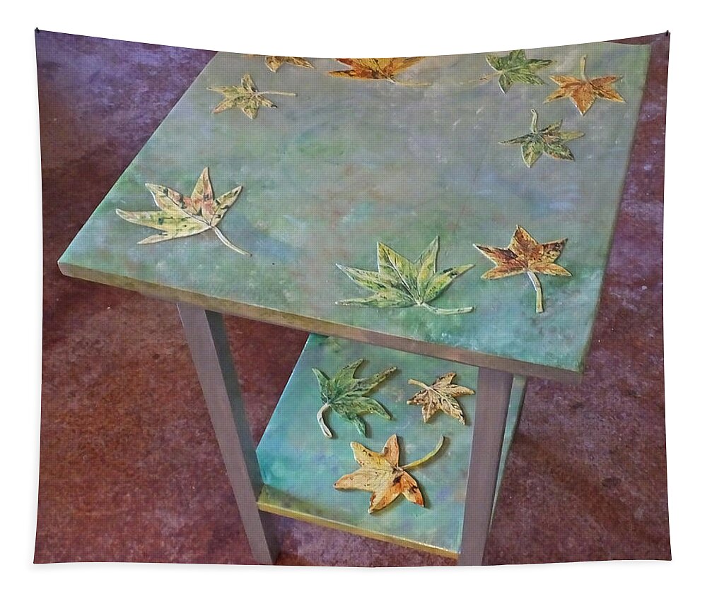 Sweet Gum Tree Tapestry featuring the mixed media Sweet Gum Leafed Table by Lizi Beard-Ward
