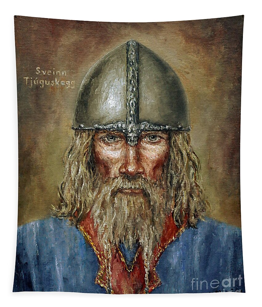 Viking Tapestry featuring the painting Sweyn Forkbeard by Arturas Slapsys